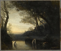 The Bathers of Bellinzona. Evening effect by Jean-Baptiste-Camille Corot