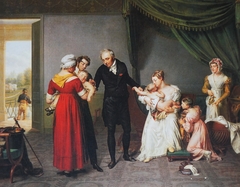 The doctor Jean Louis Alibert (1768-1837) carrying out an anti-smallpox vaccination by Constant-Joseph Desbordes