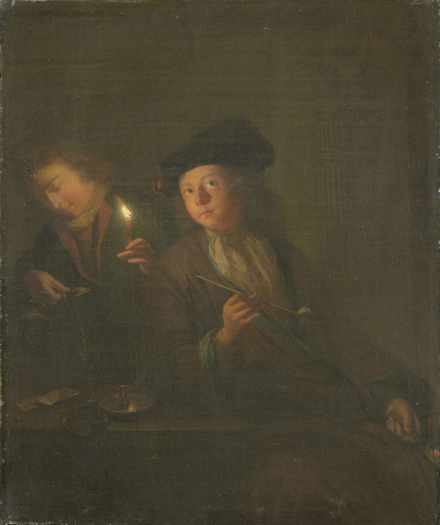 The Smoker (A Man with a Pipe and a Man Pouring a Beverage into a Glass)