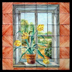 Tulipanes en ventana