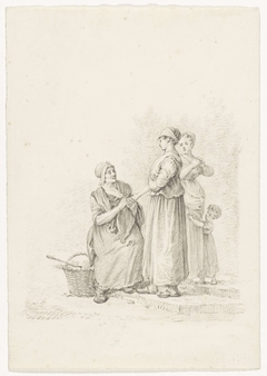 Twee vrouwen bij een waarzegster by Pieter Bartholomeusz Barbiers
