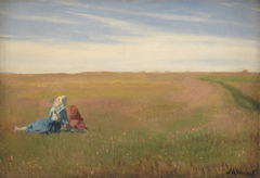 Two Girls in a Field. A Summer’s Day by Michael Peter Ancher