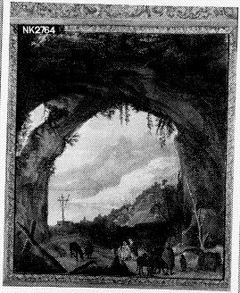 Uitzicht op een berglandschap vanuit een grot by Joos de Momper the Younger