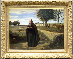 Un moine lisant by Jean-Baptiste-Camille Corot