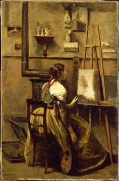 L'atelier de Corot (Jeune femme assise devant un chevalet)