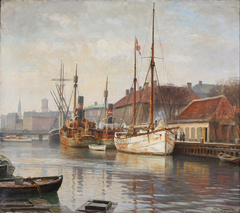 View from Frederiksholms Kanal, Copenhagen. by Axel Johansen