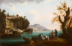 Washerwomen and Fishermen in a Coastal Landscape by Andrés Cortés y Aguilar