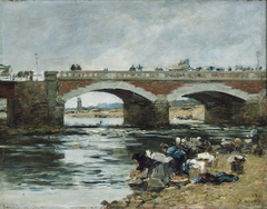 Washerwomen near a Bridge by Eugène Boudin