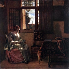 Woman Reading a Letter by Pieter de Hooch