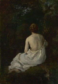 Young woman with blond hair, seated by Narcisse Virgilio Díaz